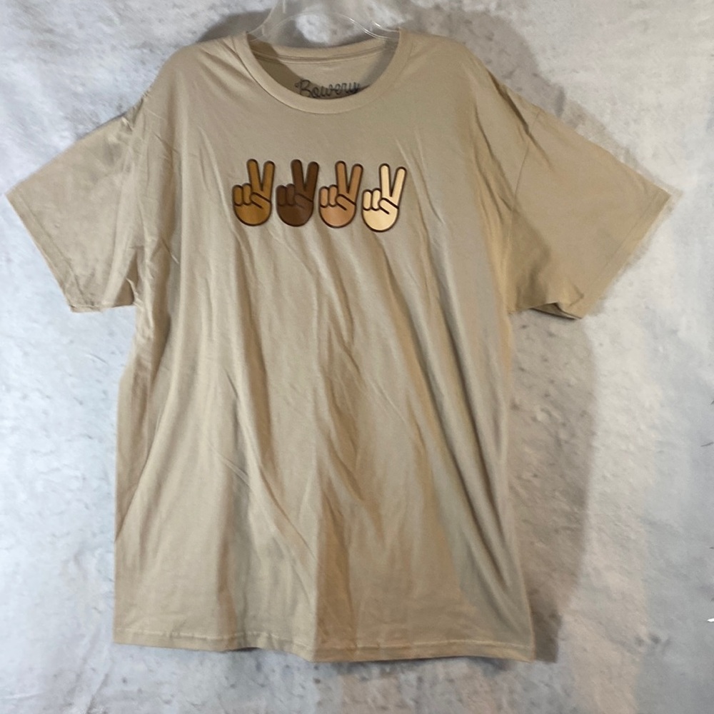 Bowery Supply Co Tan Graphic Short Sleeve Peace Sign Tee
